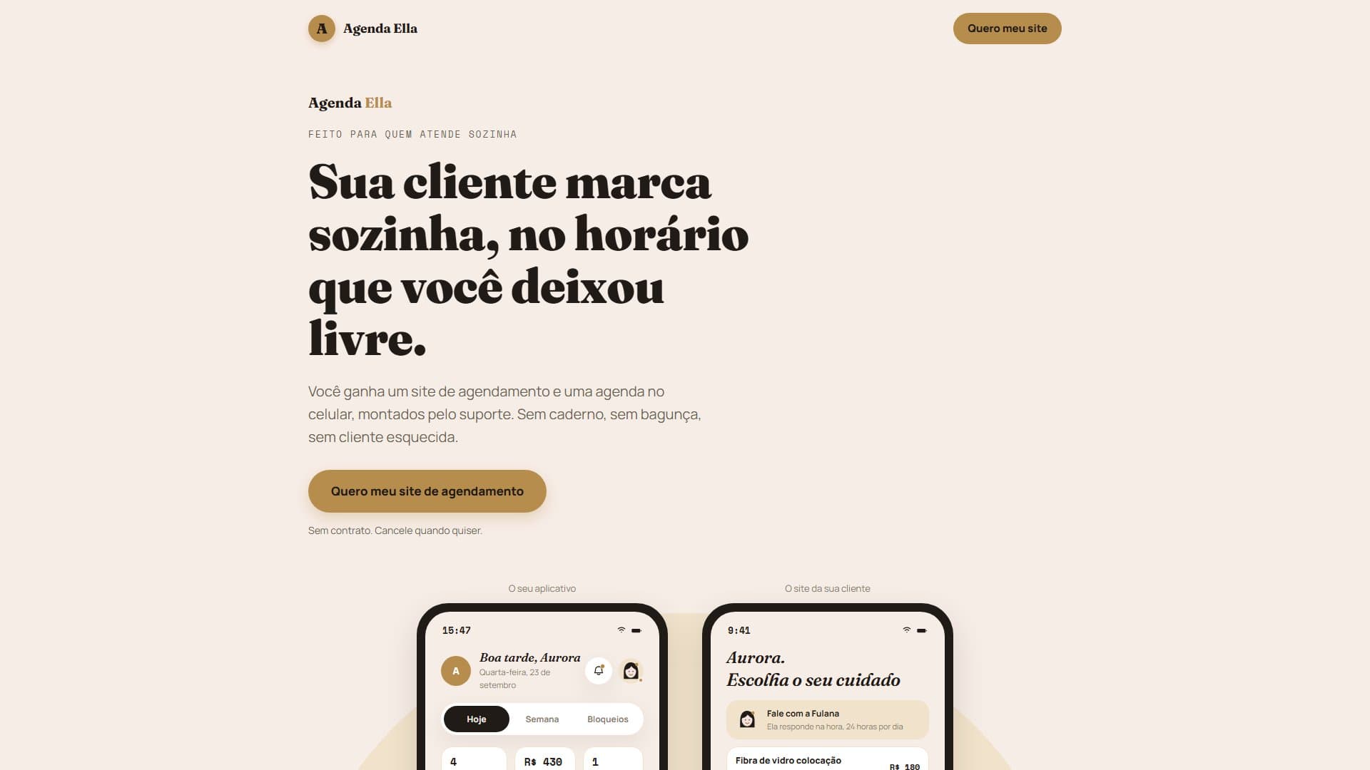 Agenda Ella — captura da página